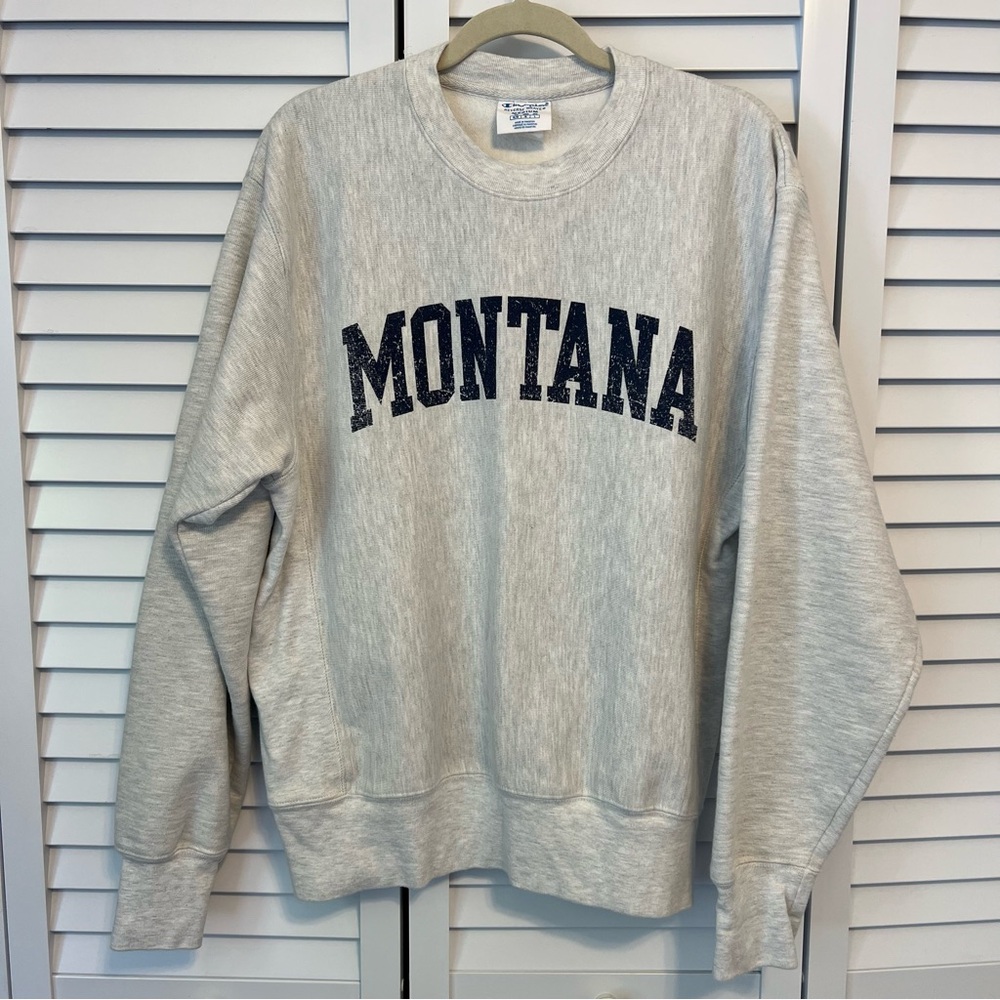 Vintage 90s Montana Champion Reverse Weave Crewneck gray size medium